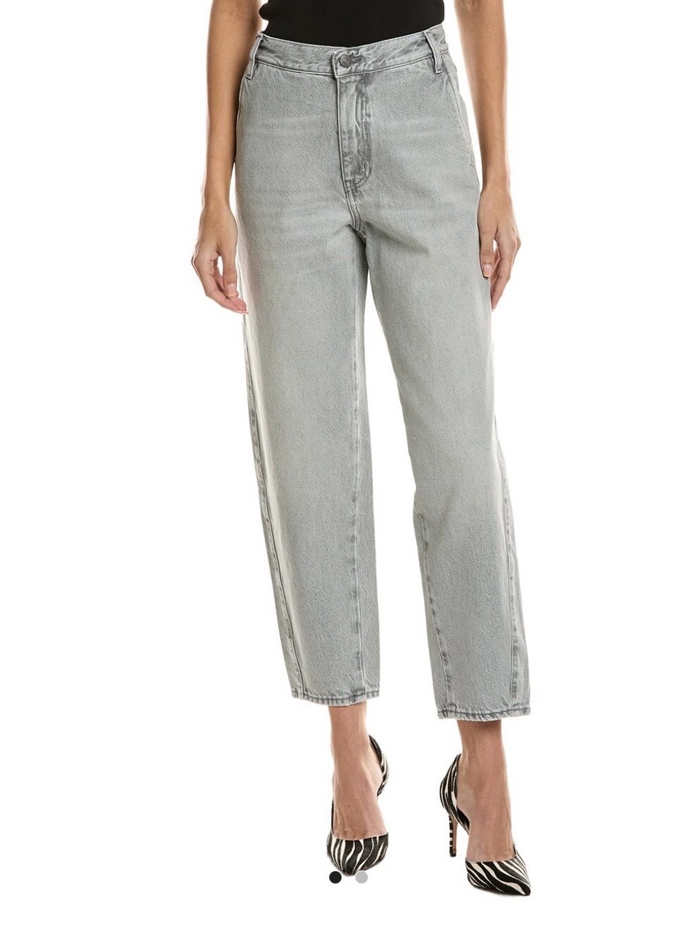 Frame Candle Mid Rise Slightly Barrel Leg Women’s Jeans in Light Gray